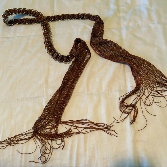 Belt- Mesh and Metal Circle with fringe, VTG - Picture 3 of 7